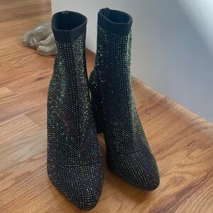 White Pair | Rhinestone Ankle Boots